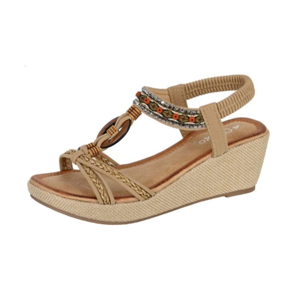 Cipriata Womens/Ladies Jewelled Platform Heel Sandals / Beige